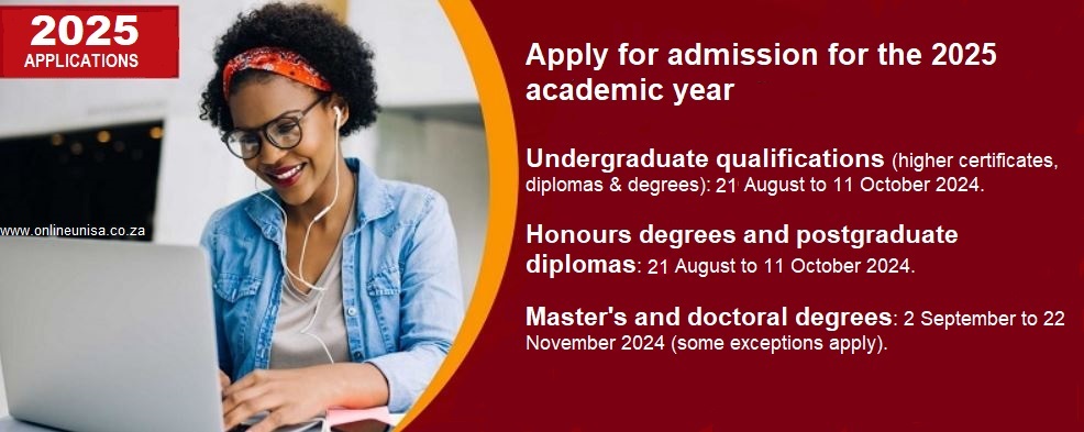 Apply for Unisa Admission 2025 - www.unisa.ac.za